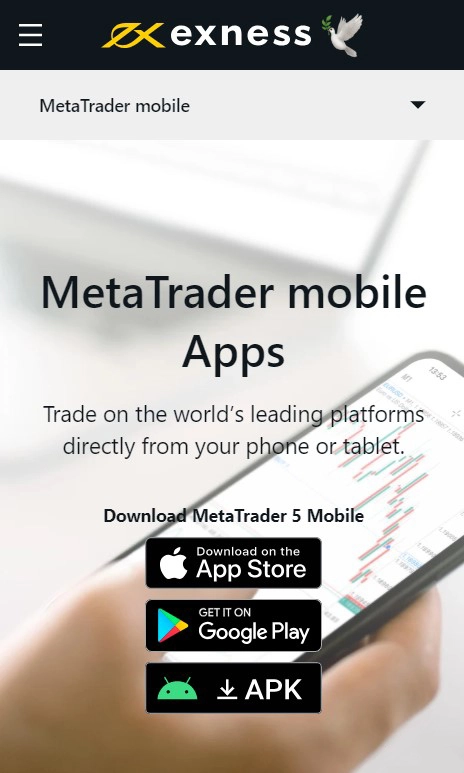 Exness MetaTrader Mobile Apps.